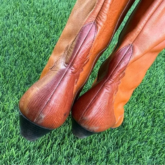 Vintage Gloria Vanderbilt Brown Leather Western Cowboy Fashion Boots (size 7.5) - Picture 4 of 12